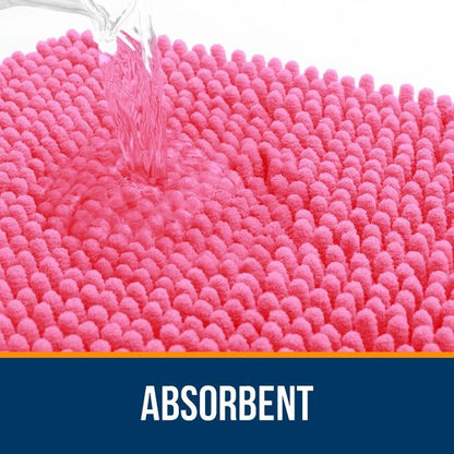 OLANLY Bathroom Rugs 34x21, Extra Soft Absorbent Chenille Bath Rugs, Rubber Backing Quick Dry, Machine Washable Bath Mats for Bathroom Floor, Tub and Shower, Home Decor Accessories, Hot Pink