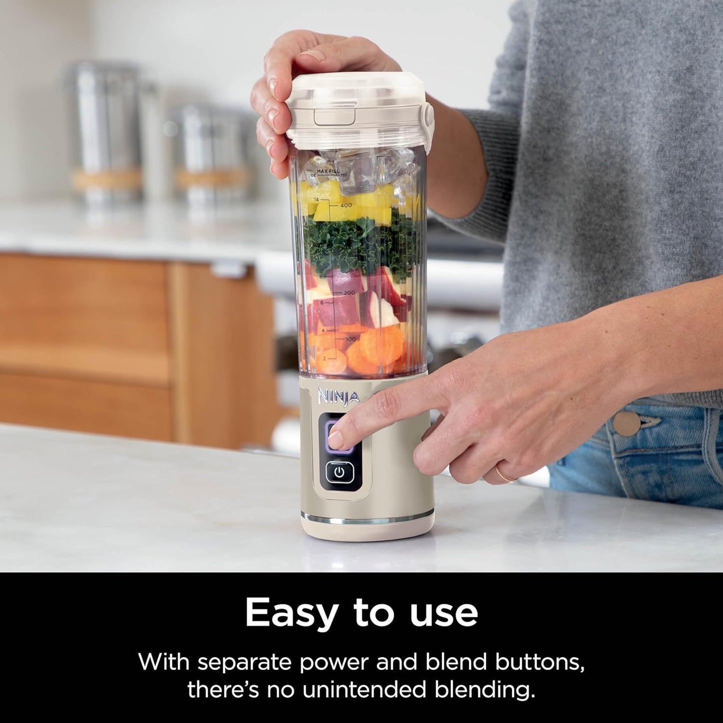 Ninja Blast Portable Blender - Cordless 18oz Personal Blender for Smoothies & Shakes | BPA-Free, USB-C Rechargeable, Leakproof Lid, Vanilla Bean