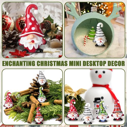 AceOrbit Mini Christmas Gnome Decorations - 4 Pcs Glass Santa Claus Ornaments for Festive Home Decor