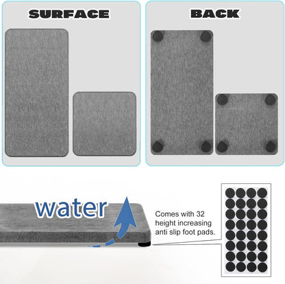 Skiennix Water Absorbing Stone Tray - Fast Drying Diatomite Coasters for Kitchen & Bathroom | 4PCS Set