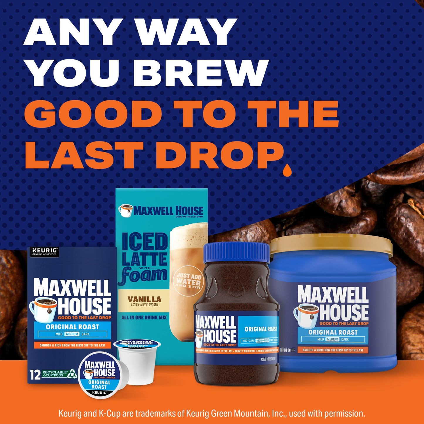 Maxwell House Original Roast Medium Roast K-Cup Coffee Pods, 12 ct Box