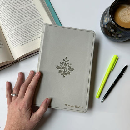 River Stone Personalized ESV Large Print Bible - Custom Hand Lettered Name on Cover | Flourish Design