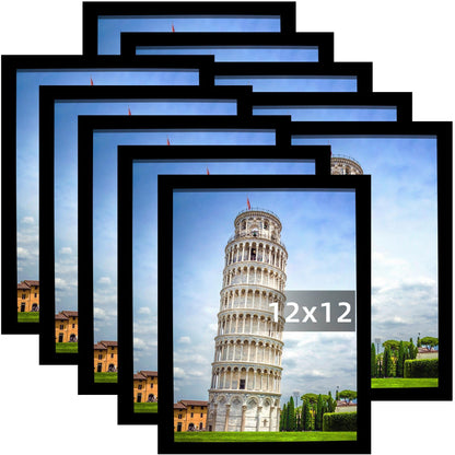 SESEAT 12x16 Picture Frame Set of 10, Display Pictures 12x16 Prints Without Mat, Wall Mounting, Black