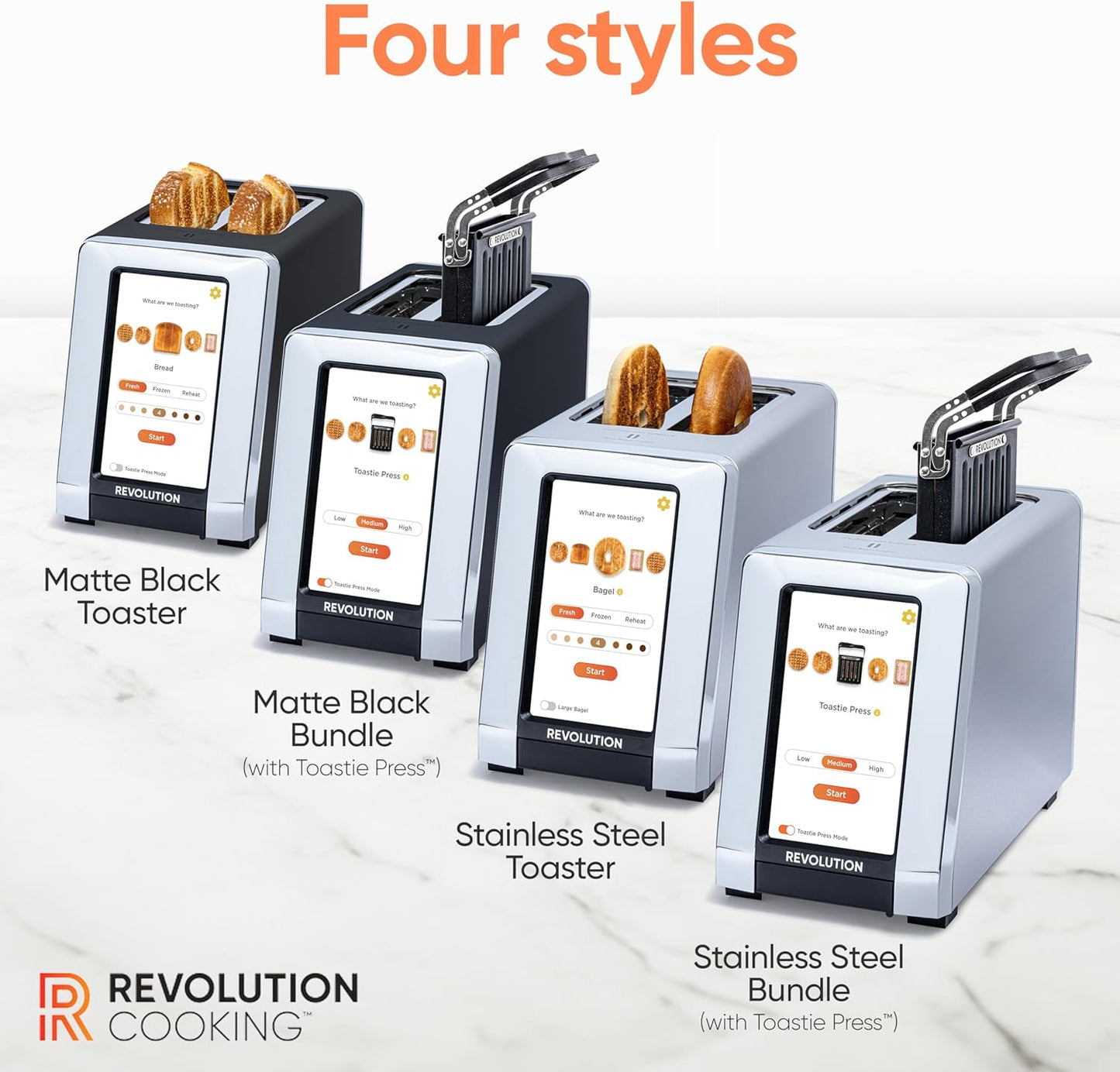 Revolution R180 Connect Touchscreen Smart Toaster & Toastie Press - 6 Bread Types, 7 Browning Levels, Stainless Steel, 2-Slice