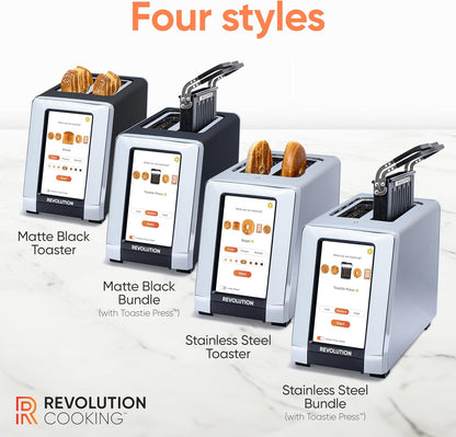 Revolution R180 Connect Touchscreen Smart Toaster & Toastie Press - 6 Bread Types, 7 Browning Levels, Stainless Steel, 2-Slice