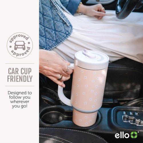 Ello Oasis 40 oz Tumbler - Insulated Stainless Steel Cup with Handle & Straw | 100% Leakproof, Twilight Color