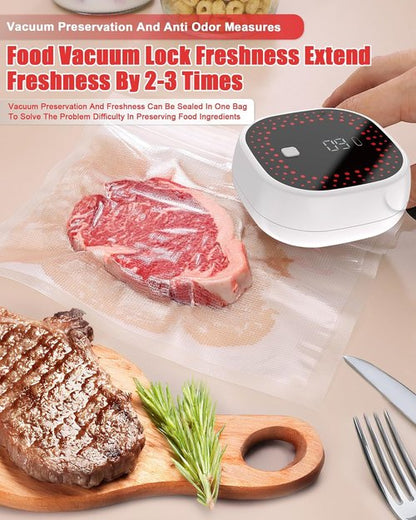 Electric Mason Jar Vacuum Sealer Kit - Auto-Stop Digital Display & 60kPa Suction | Preserves Freshness 12X Longer, Includes 6 Lids & Bag Adapters
