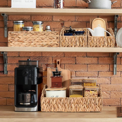 Ollieroo Rattan Storage Baskets - Handwoven Wicker Bins with Handles for Home Organization | Natural Finish