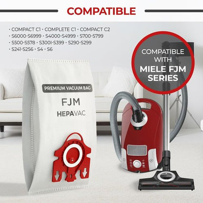 FJM Vacuum Cleaner Bags for Miele - HEPA AirClean 3D Dust Bags - 20 Pack for Compact C1, C2, Complete C1