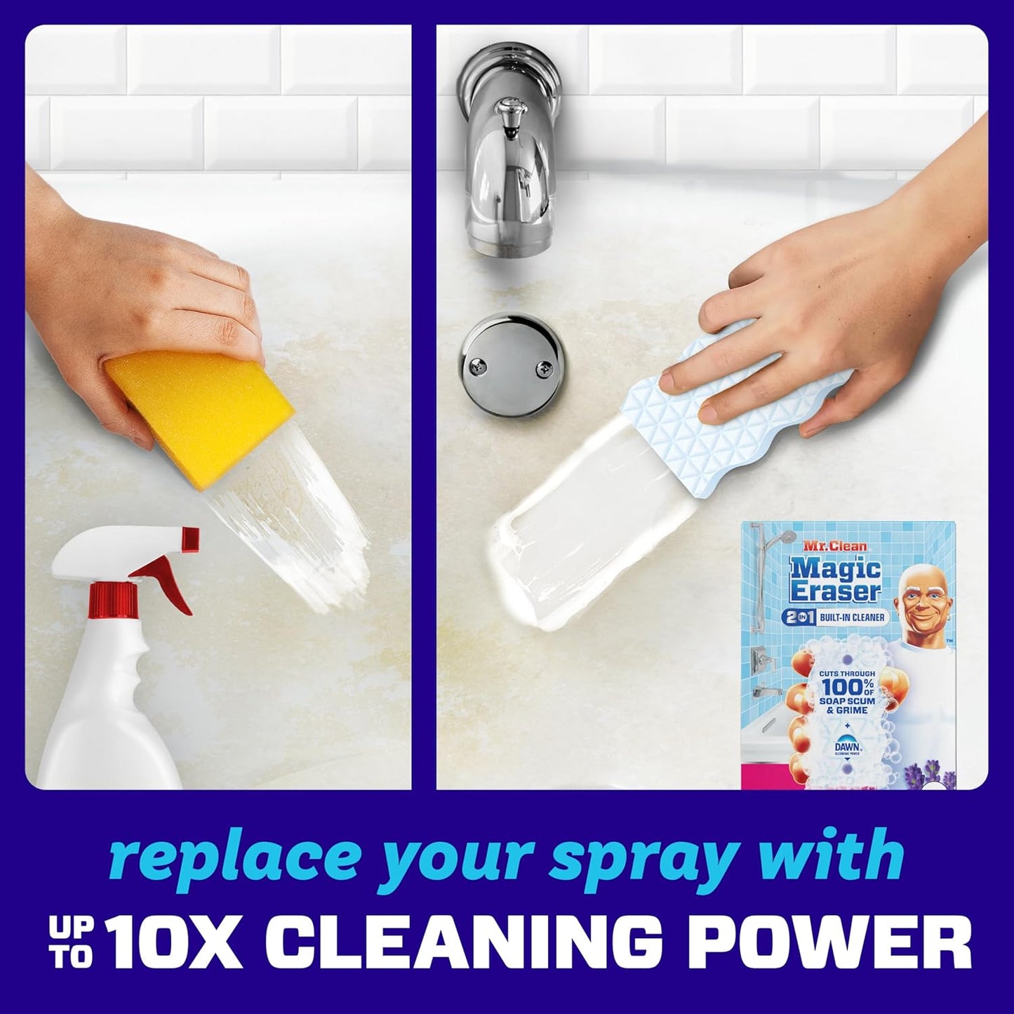 Mr. Clean Magic Eraser Sponge - Powerful Soap Scum Remover with Febreze Lavender Scent | 5 Count