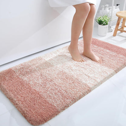 OLANLY Large Bathroom Rugs - Extra Soft Microfiber Mat 40x24 | Quick Dry, Rubber Backing, Peach Color