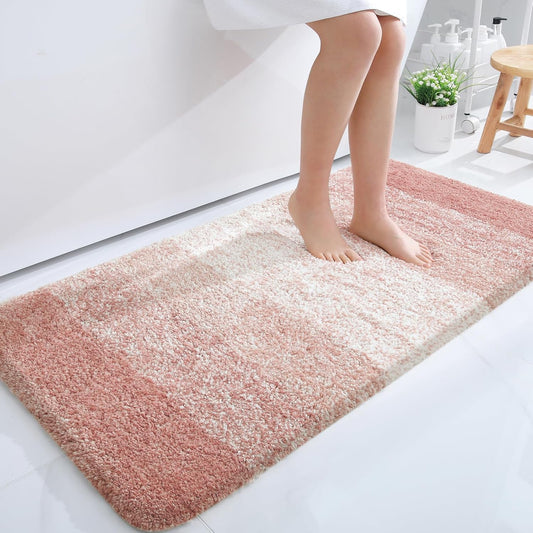 OLANLY Bathroom Runner Rug - Extra Soft Microfiber Mat with Rubber Backing | Quick Dry, Washable, 47x24, Peach