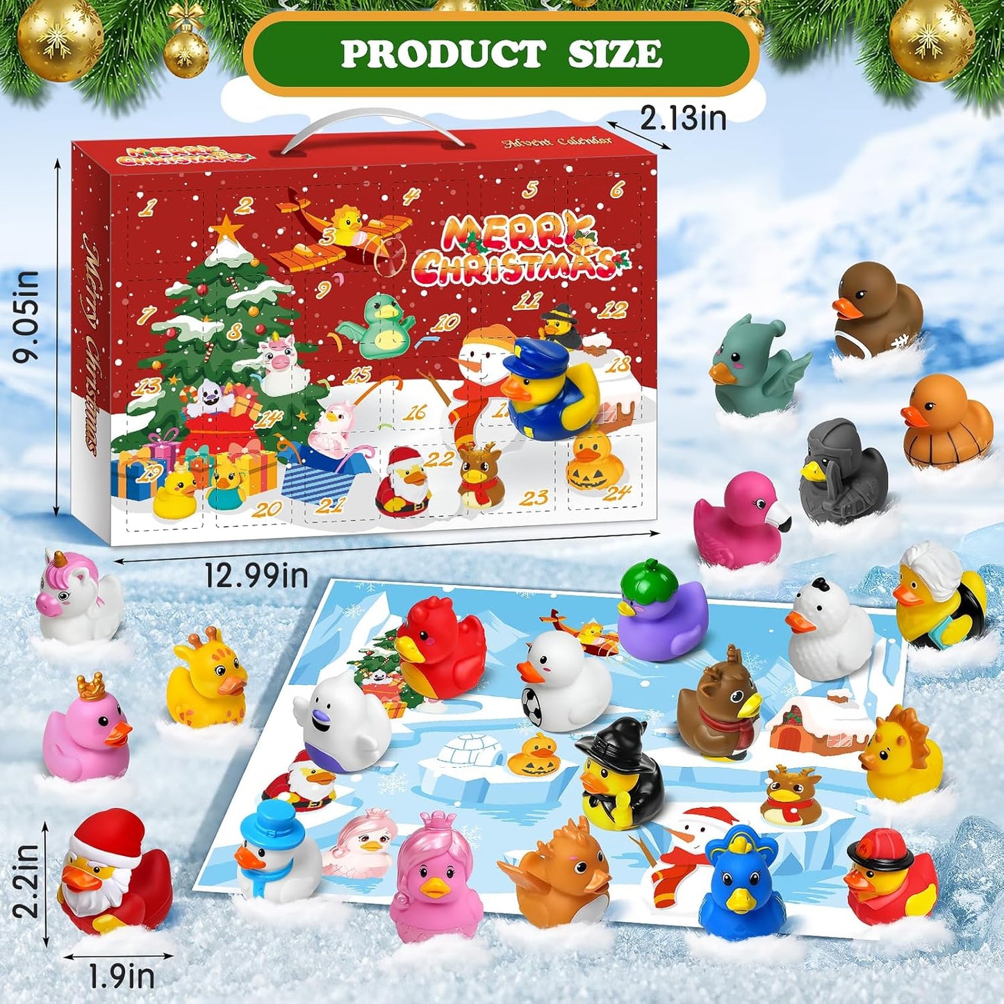 Rubber Duck Advent Calendar 2025 - 24 Days of Fun Countdown Toys for Kids | Perfect Christmas Party Favors