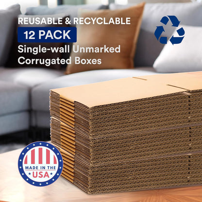 BOX USA Large Moving Boxes - 20"L x 20"W x 15"H | 12-Pack Corrugated Cardboard for Shipping & Storage