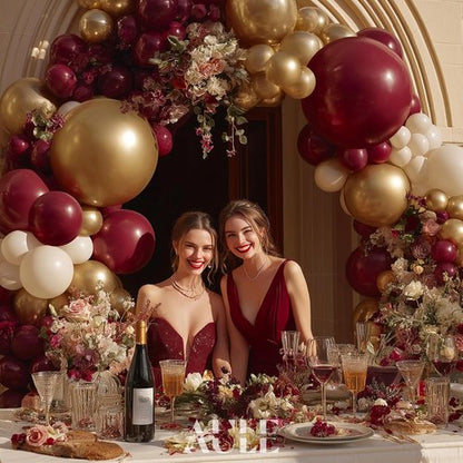 AULE Burgundy Balloon Arch Kit - 155Pcs Balloon Garland for Birthday, Wedding, and Party Decor