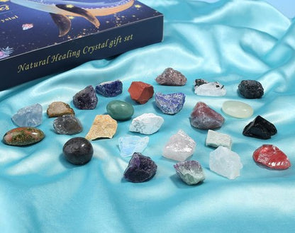 DUQGUHO Crystal Advent Calendar 2025 - 24-Day Countdown with Gemstones for Yoga & Meditation
