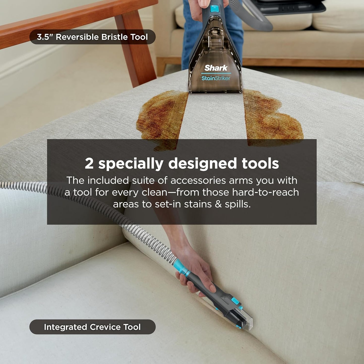 Shark StainStriker Portable Carpet & Upholstery Cleaner - Spot & Stain Eliminator with Tools & Solutions, Charcoal