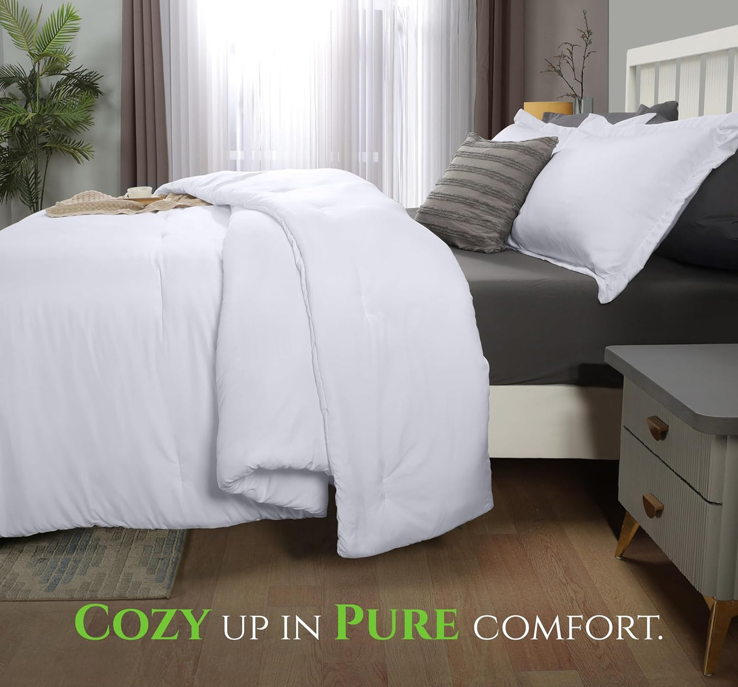 Utopia Bedding King Comforter Set - 3 Piece Soft Down Alternative Bedding | White, 90 x 102 Inches