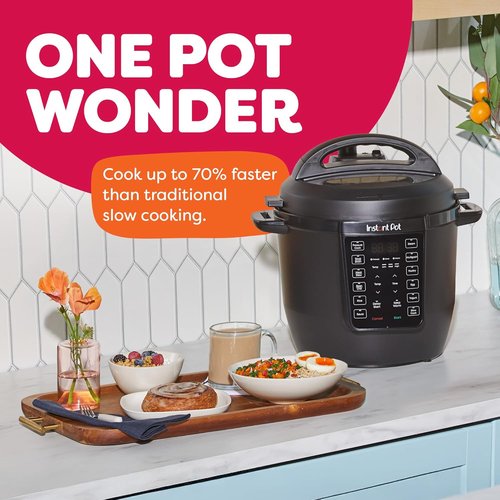 Instant Pot 6QT RIO - 7-in-1 Multi-Cooker with Pressure Cooking, Slow Cooking & More - Black, 6 Quarts