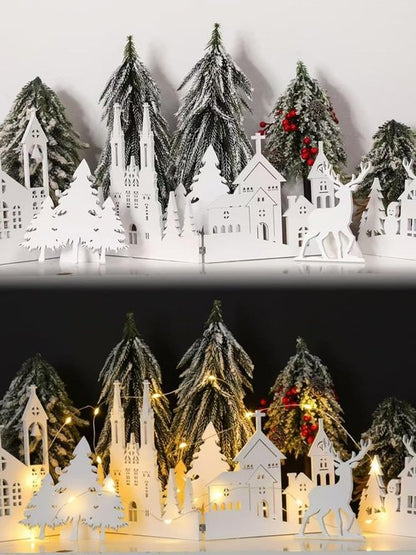 Colingmill Christmas Tabletop Decoration - 32 Inch Wooden Church & Elk Signs | Farmhouse Centerpiece Decor