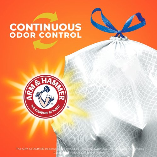 Hefty Ultra Strong 13 Gallon Trash Bags - Drawstring Closure & Odor Control | 80 Count, Citrus Twist Scent