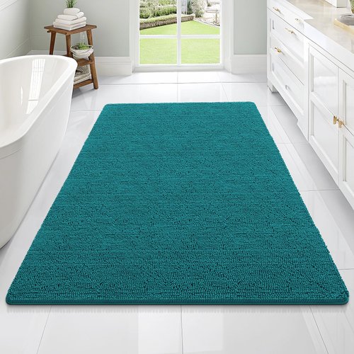 OLANLY Bathroom Rugs 70x46, Extra Soft Absorbent Chenille Bath Rugs, Rubber Backing Quick Dry, Machine Washable Bath Mats for Bathroom Floor, Tub and Shower, Home Decor Accessories, Deep Lake