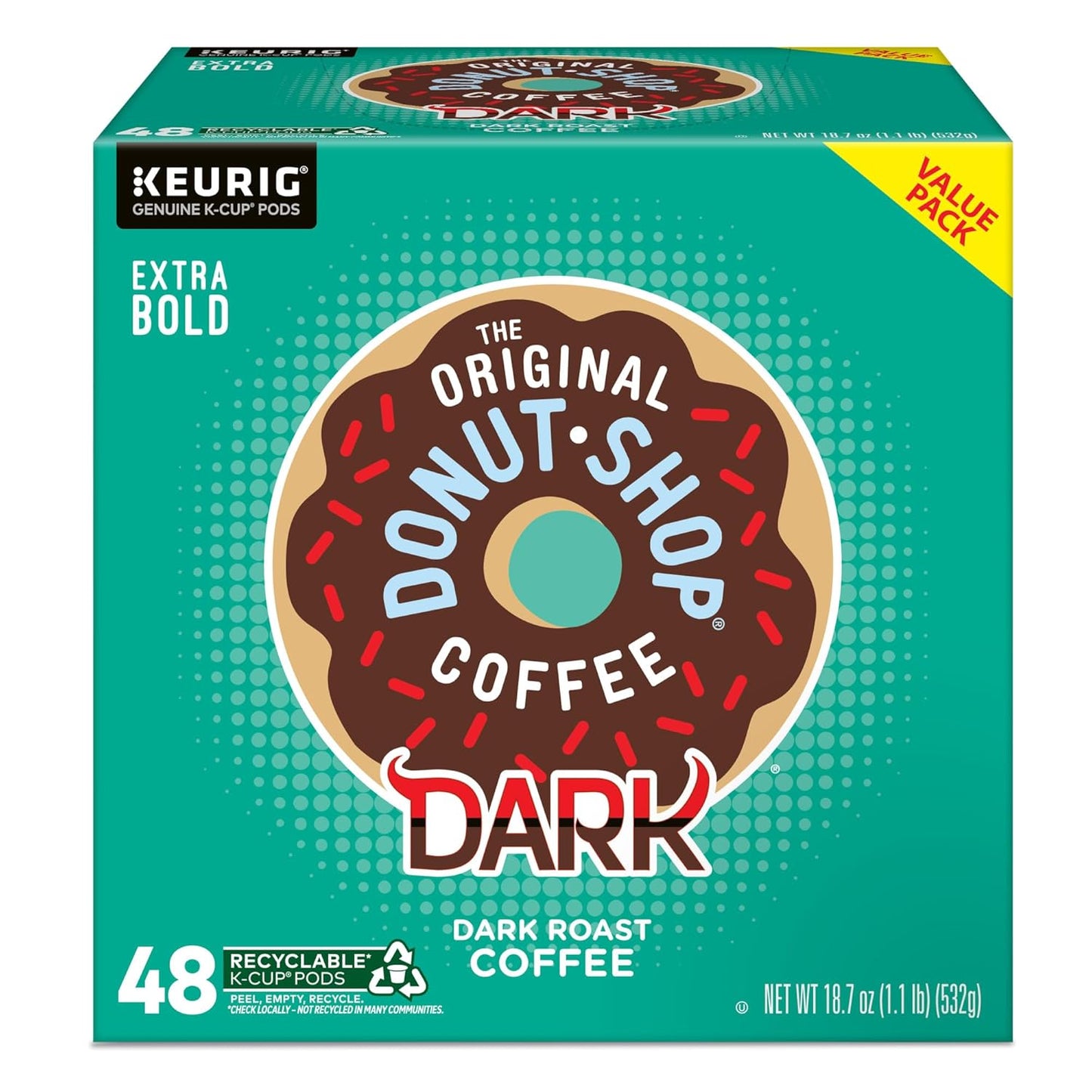 Original Donut Shop Coffee - Dark Roast K-Cup Pods | 48 Count Single Serve Coffee Pods