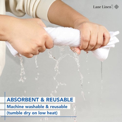 LANE LINEN White Washcloths 24 Pack - 13x13 inches - 100% Cotton - Premium Quality Wash Cloths for Bathroom - Well Stitched, Soft & Highly Absorbent Washcloths Set - Ideal for Hotel, Spa & Salons