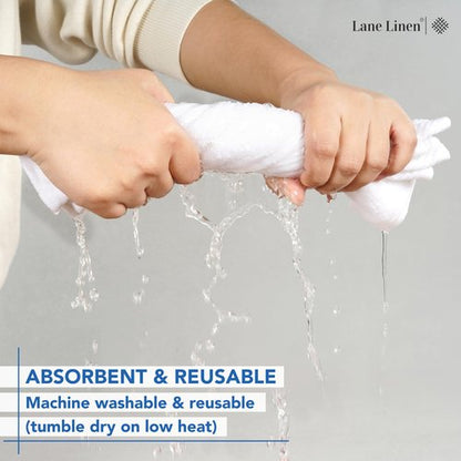 LANE LINEN White Washcloths 24 Pack - 13x13 inches - 100% Cotton - Premium Quality Wash Cloths for Bathroom - Well Stitched, Soft & Highly Absorbent Washcloths Set - Ideal for Hotel, Spa & Salons
