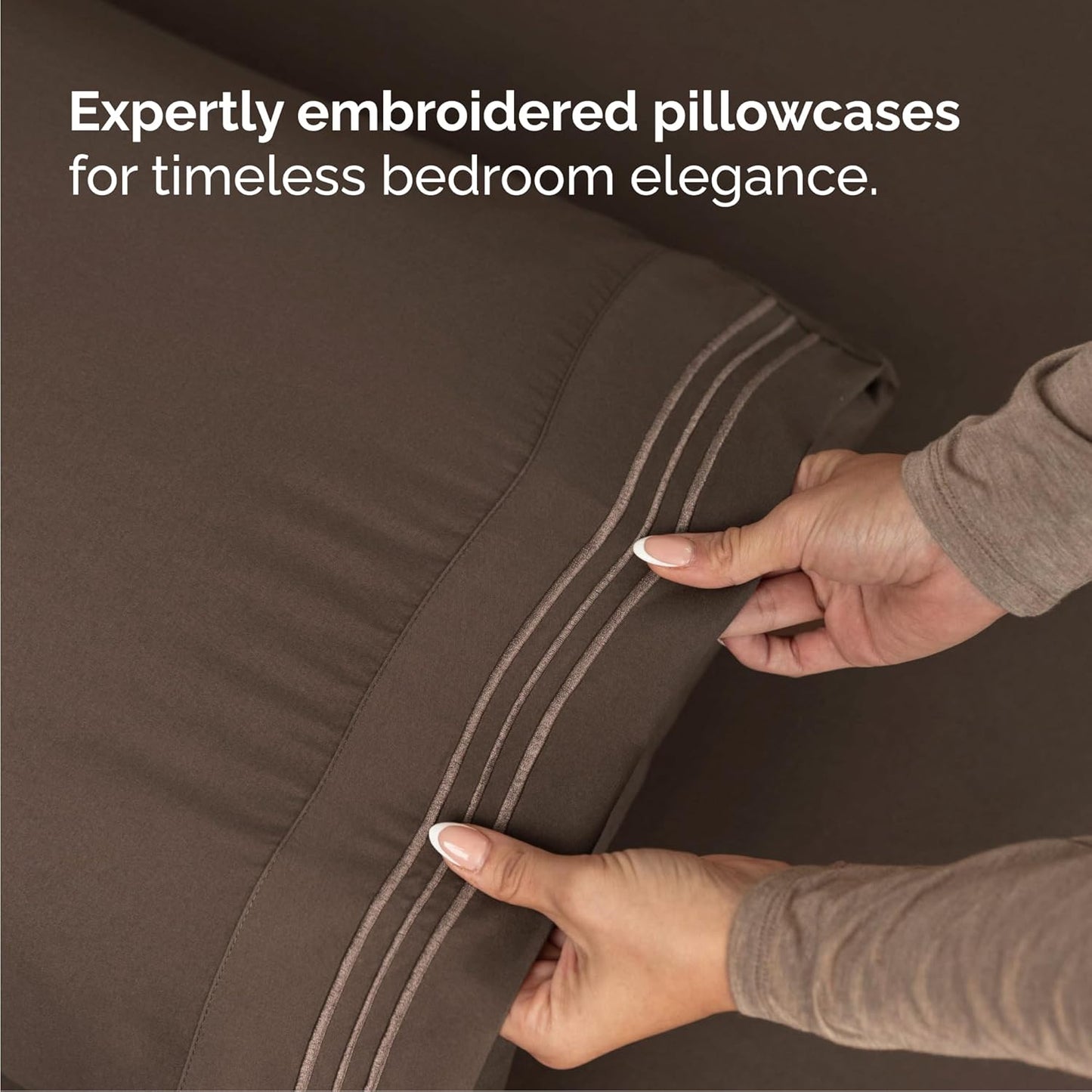 Queen Size 4 Piece Sheet Set - Ultra-Soft Cooling Bed Sheets | Hotel Luxury Bedding - Deep Pockets - Brown