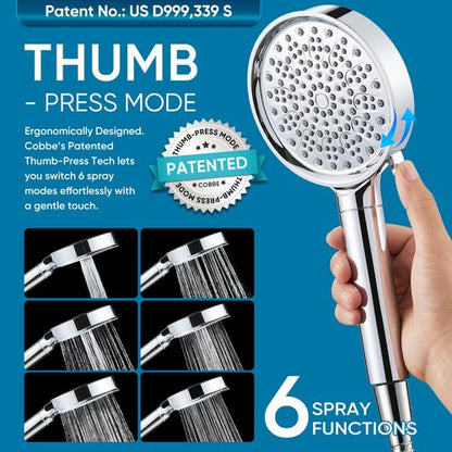 Cobbe Filtered Shower Head with Handheld, High Pressure 6 Spray Mode Showerhead with Filters, Water Softener Filters Beads for Hard Water - Remove Chlorine - Reduces Dry Itchy Skin, Chrome