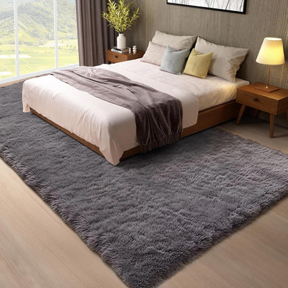Ophanie 8x10 Area Rug - Soft Non-Slip Shag Carpet for Living Room & Bedroom | Grey Indoor Decor