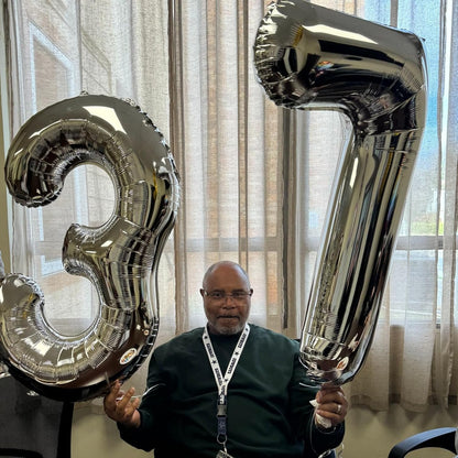Silver Number 7 Balloon - 40 Inch Giant Foil Decoration for 7th Birthday Party Supplies