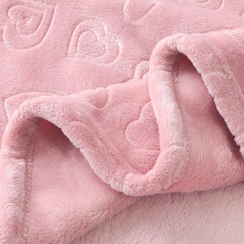BORITAR Baby Blanket - Ultra Soft Fleece Heart Design for Girls | Warm & Lightweight, 30x40 Inch, Blush Pink