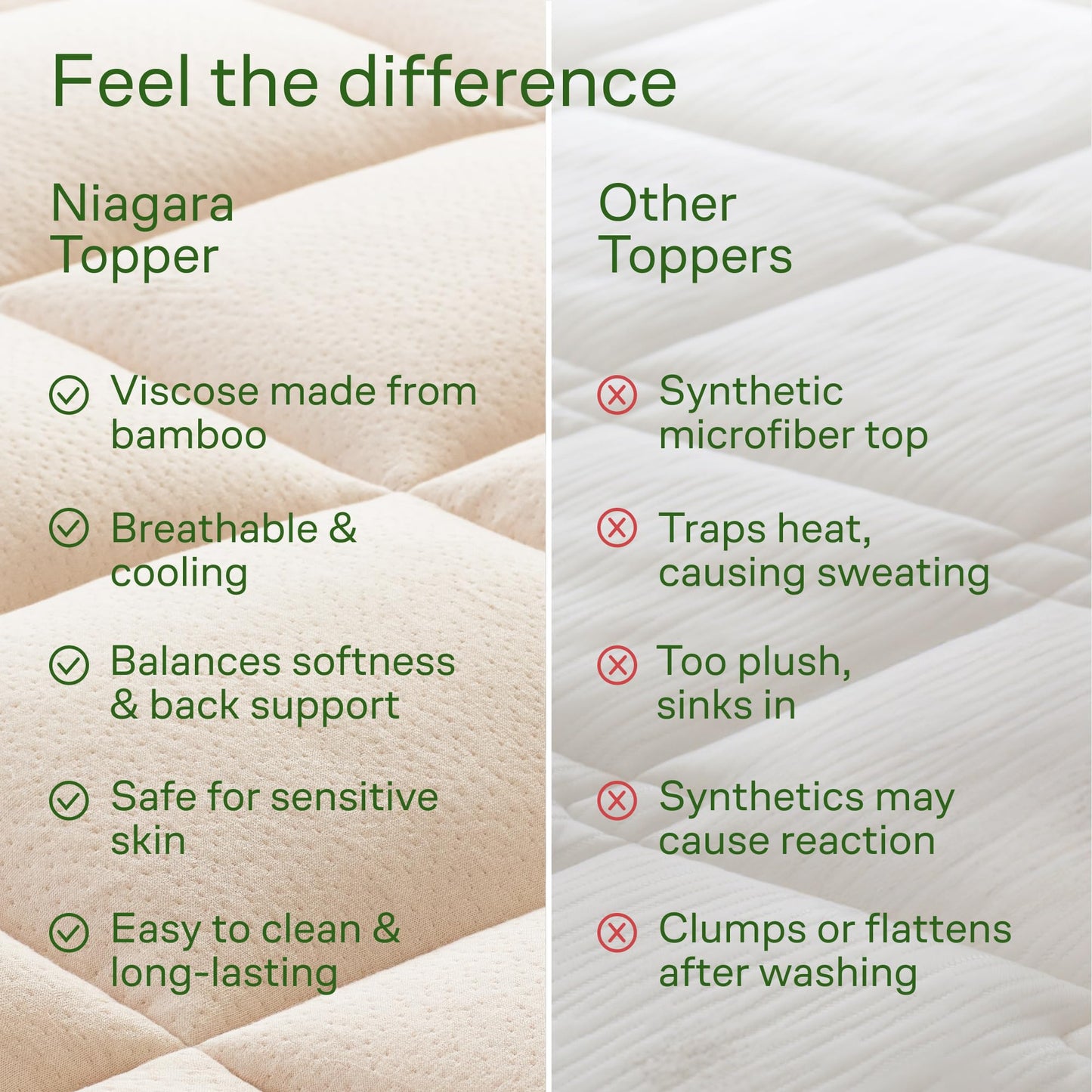 Niagara Ultra Soft California King Size Mattress Topper - Viscose Made from Bamboo Pillow Top Mattress Pad for Full Back Support - Naturally Cooling for Hot Sleepers, Beige