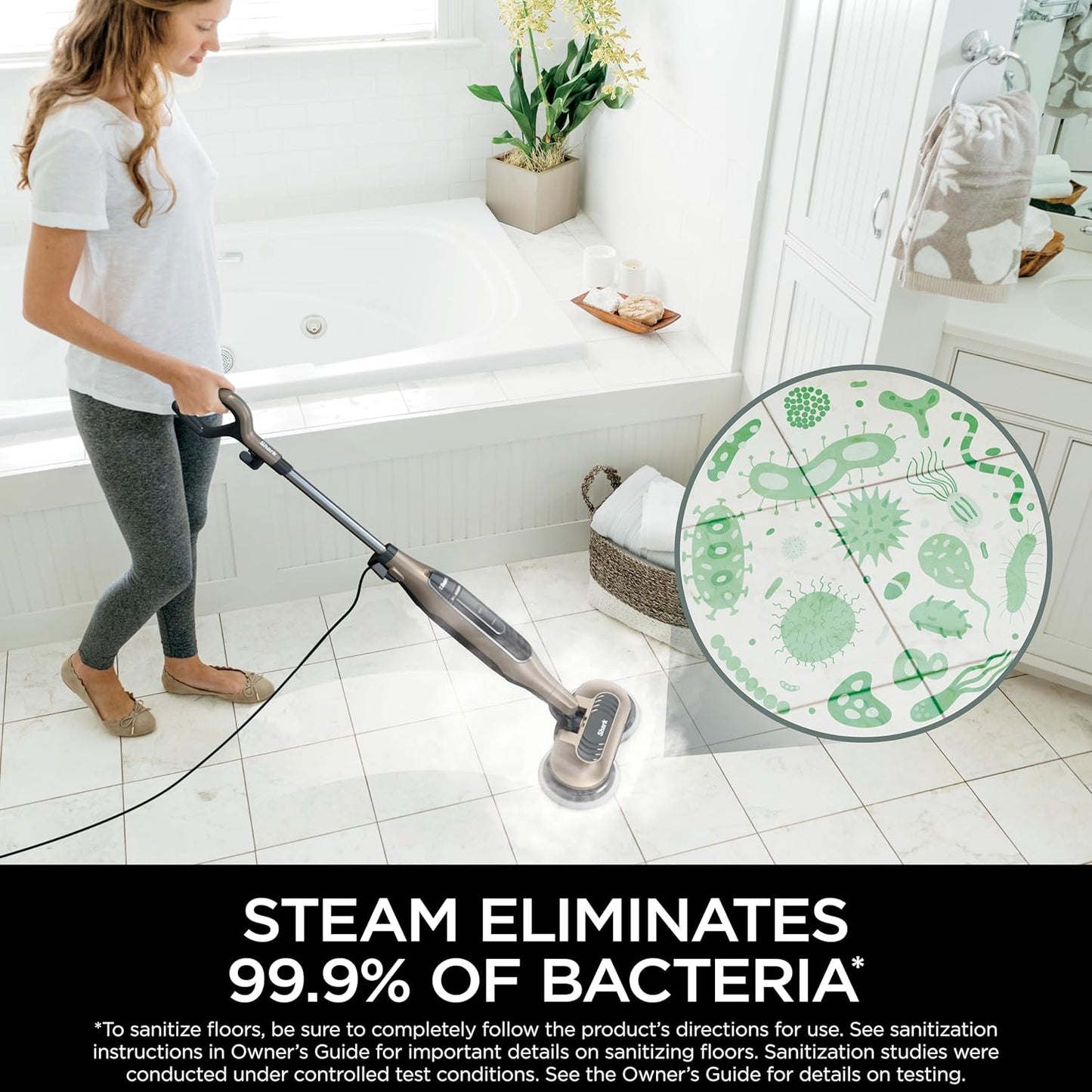 Shark S7001 Mop - 3 Steam Modes & LED Headlights - Scrub & Sanitize Hard Floors - Gold Finish