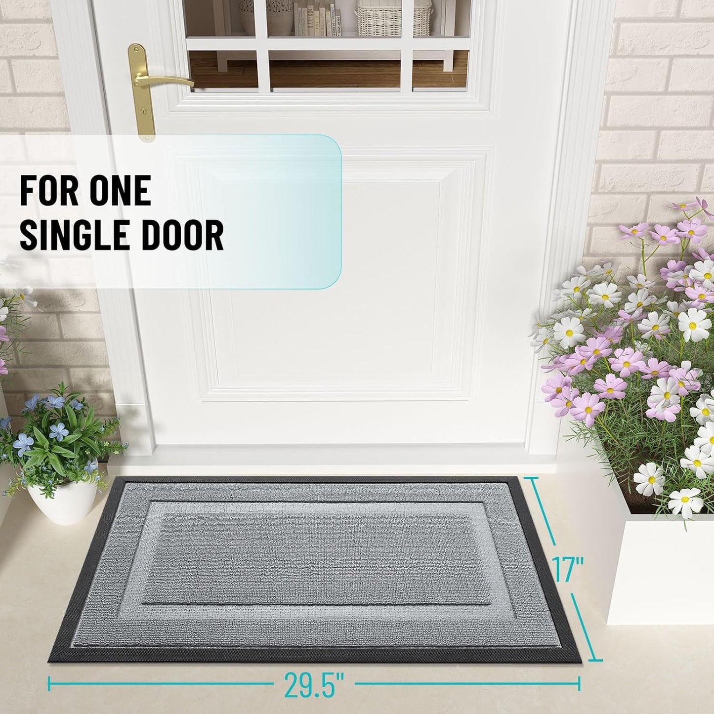 OLANLY Indoor Outdoor Front Door Mat - Waterproof All-Weather Doormat, Easy Clean, 29.5x17, Ash Gray