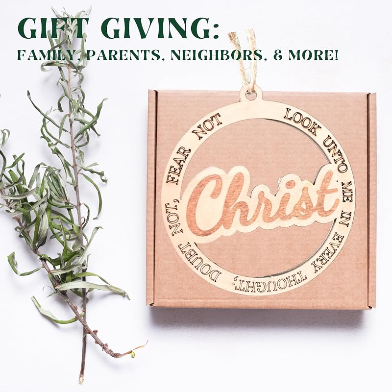 Look Unto Me 20-Pack Wood Christmas Ornaments – LDS Youth Theme 2025