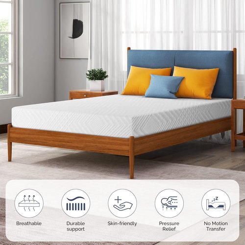 Green Tea Gel Infused Twin Mattress by [Brand Name] - 8-Inch Medium-Firm Memory Foam for Cool Sleep & Pressure Relief
