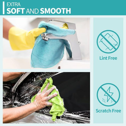 HOMERHYME Microfiber Cleaning Cloth, 12 Pack Cleaning Rags, 12" x 12" Microfiber Towel, Lint Free Non-Abrasive Dusting Cloth, Microfiber Towels for Cars Kitchen Garage House Office