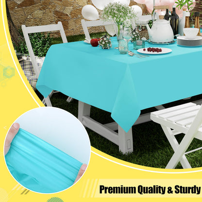 smiry Disposable Table Cloth 6 Pack, 54 x 108 Inch Table Cloths for Parties, Decorative Tablecloths for Rectangle Tables, Waterproof Plastic Table Cover, Leakproof & Sturdy, Teal