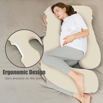 HIPHOP PANDA U-Shaped Pregnancy Pillow - Full Body Maternity Support for Comfort & Relief | 57 Inch, Ivory