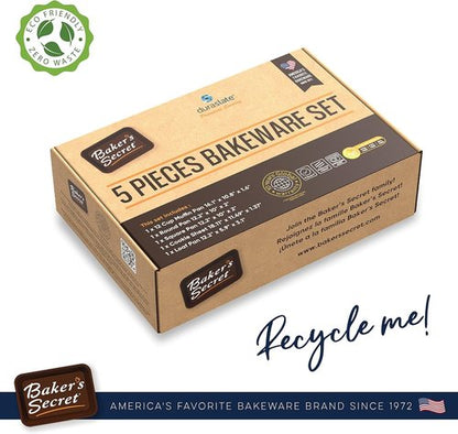 Baker's Secret Bakeware Set - 5 Nonstick Baking Pans for Perfect Cookies & Cakes - Black, Oven Safe