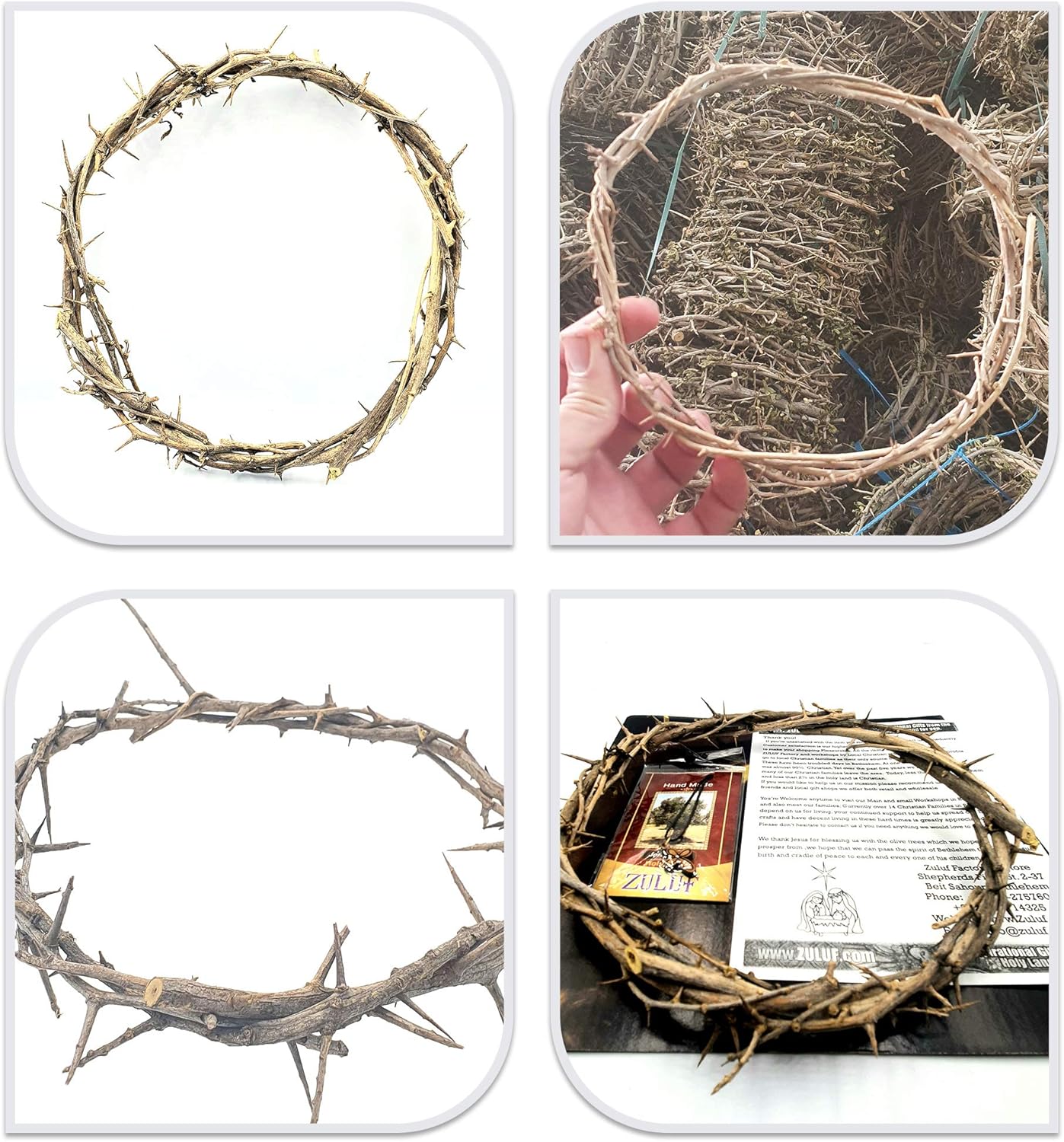 ZULUF Crown of Thorns Ornament - Authentic 7.5" Holy Land Gift Box from Bethlehem | Passion of Christ