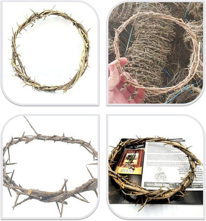 Jerusalem Authentic Biblical Crown of Thorns - Lifesize with Box & Zuluf Certificate | Religious Easter Décor & Christmas Wall Art