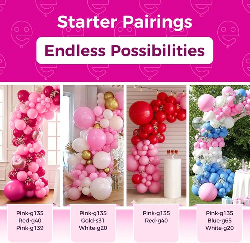 Bezente Pink Latex Balloons - 100 Pack of 12-Inch Round Helium Balloons for Valentine's Day & Parties