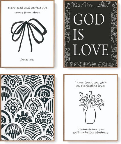 LARTSFRO Christian Wall Art Decor - Inspirational Bible Verse Prints | Set of 4 Unframed 10x8 Inch Pictures