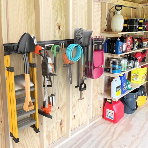 Garage Storage Rack by [Brand Name] - 48 Inch Adjustable Tool Organizer with 440lbs Capacity | Ideal for Garden Tools & Yard Shed
