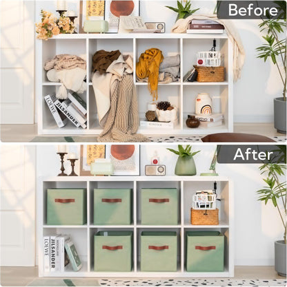 Granny Says 11-Inch Cube Storage Bins - Collapsible Fabric Baskets for Organization | Sage Green, 6-Pack