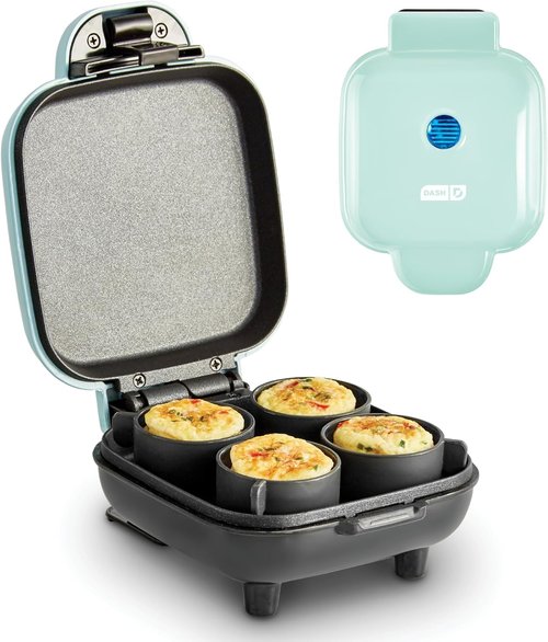 Dash Deluxe Egg Bite Maker - Electric Maker for Healthy Protein Snacks | Quick Cleanup, Space-Saving Design, 4 Servings, Aqua